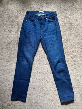 LOFT Women's Super Soft Girlfriend Jeans in Dark Blue Denim